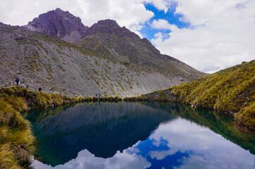 deep blue lake in the mountains