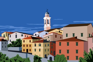 Cityscape of Urbania, historical small town in the province of Pesaro and Urbino, Italy.