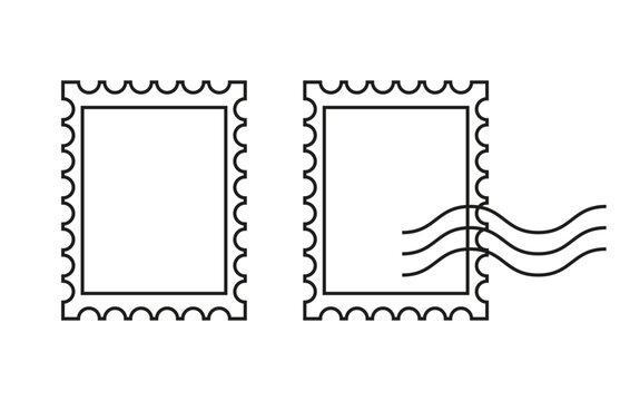 Post stamp frame outline icon. Vector graphics. Editable stroke. EPS 10.