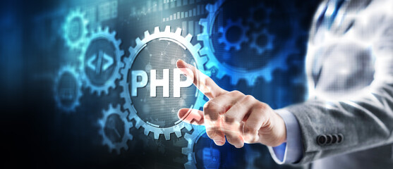 PHP. Web development concept. A general purpose interpreted scripting language