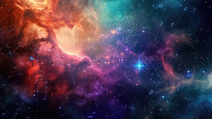 Obraz premium A stunning view of a nebula in space, with vibrant colors and sparkling stars, illustrating the beauty and mystery of the universe
