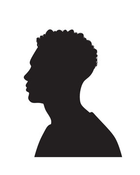 Silhouettes of African American man. Male portrait.  Vector illustration
