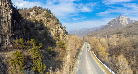 Highway in the mountains. The nature of Armenia. Mountain ranges and highways.  The surroundings of...