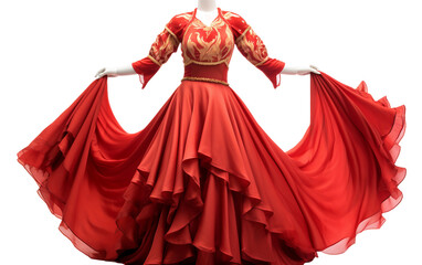 Chinese New Year Traditional Dance Costume Unveiled Isolated on Transparent Background PNG.