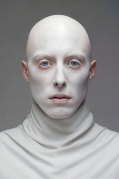 Surreal portrait of a person with a featureless face Generative AI image