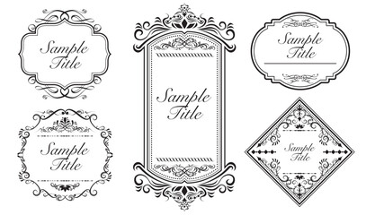 Decorative vintage frames and borders. Typographic design elements set.