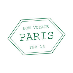 Paris Bon Voyage 14 february - postal rubber stamp