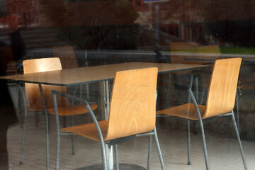 tables and chairs in cafe