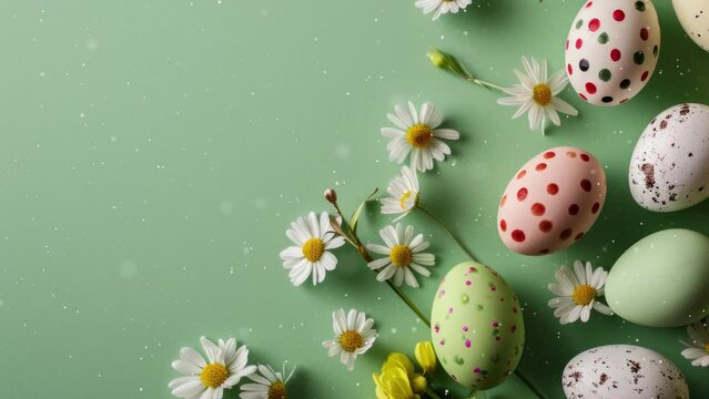 Happy Easter background. Easter eggs copy space illustration.