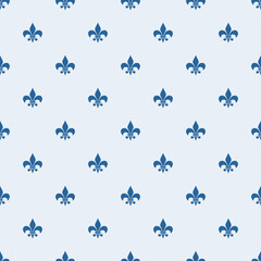 Fleur De Lis Blue French Damask Luxury Decorative Fabric Pattern