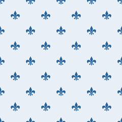 Fleur De Lis Blue French Damask Luxury Decorative Fabric Pattern © Tanita