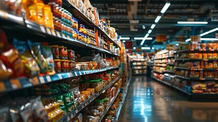 Generative AI : A grocery store aisle with labels indicating healthy alternatives - obrazy, fototapety, plakaty