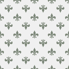 Fototapeta na wymiar Fleur De Lis Gray French Damask Luxury Decorative Fabric Pattern