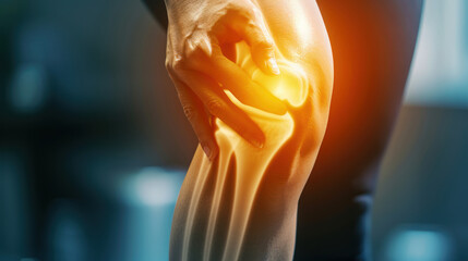 Chronic knee pain due to an inflamed knee joint prosthesis Ai generative - obrazy, fototapety, plakaty
