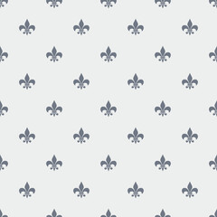 Fleur De Lis Gray French Damask Luxury Decorative Fabric Pattern © Tanita