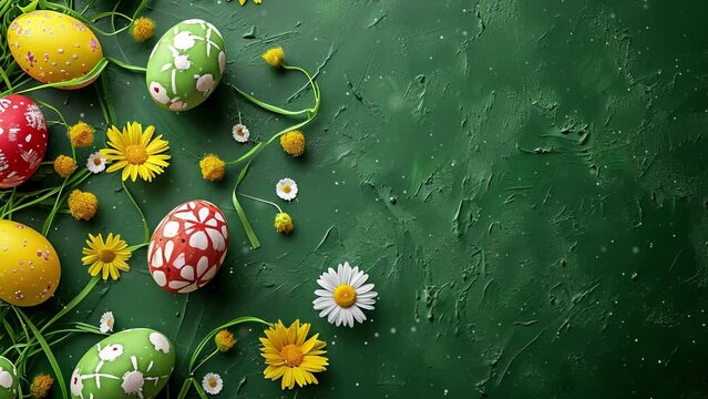 Happy Easter background. Easter eggs copy space illustration.