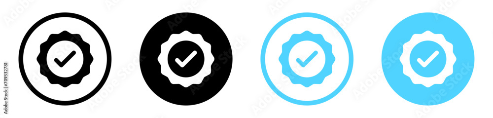 Fototapete verified badge icon tick symbol vector blue verification badge approved check mark icon - quality ce