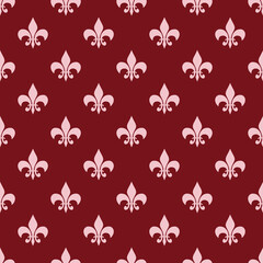 Fleur De Lis Red French Damask Luxury Decorative Fabric Pattern