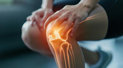 Chronic knee pain due to an inflamed knee joint prosthesis Ai generative