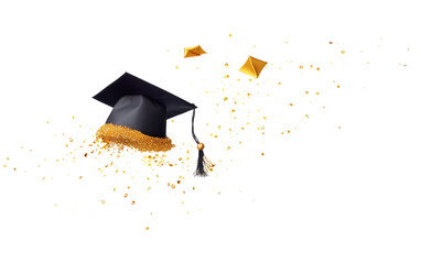 Confetti Rain for Graduation Celebration Isolated on Transparent Background PNG.