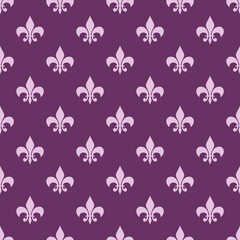 Fleur De Lis Purple French Damask Luxury Decorative Fabric Pattern