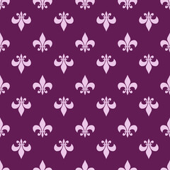 Fleur De Lis Purple French Damask Luxury Decorative Fabric Pattern