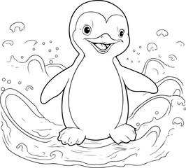 Cute penguin coloring page