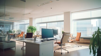 Generative AI : Modern office interior during the day