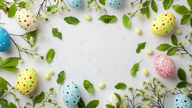 Happy Easter greeting background with Easter eggs.
