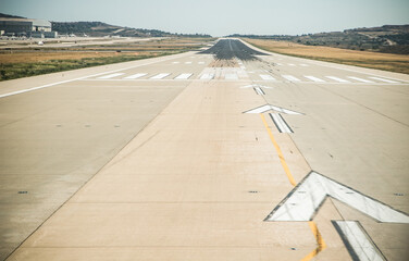 panoramic view of a commercial airport runway