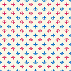 Fleur De Lis Blue and Coral French Damask Luxury Decorative Fabric Pattern