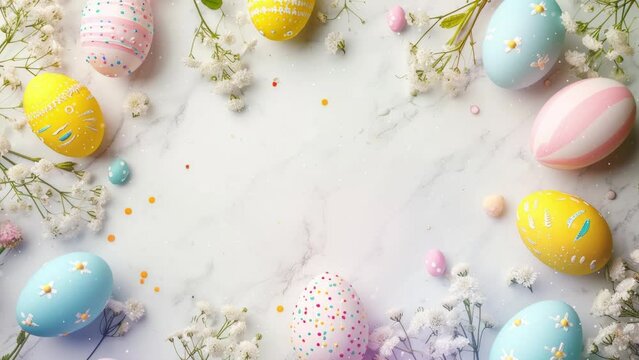 Happy Easter greeting background with Easter eggs.