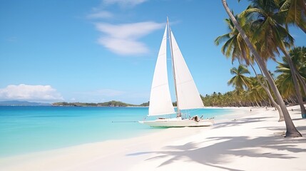 Fototapeta premium Generative AI : Beautiful landscape of tropical beach on Boracay island