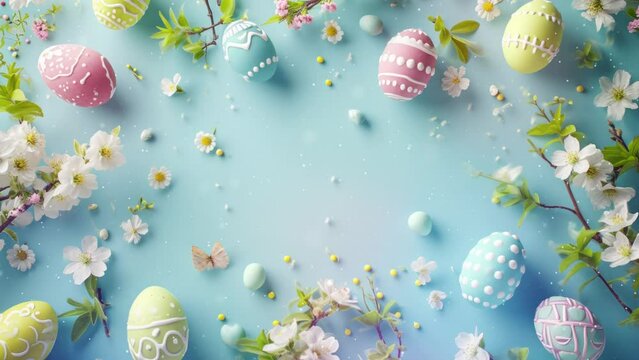 Happy Easter greeting background with Easter eggs.