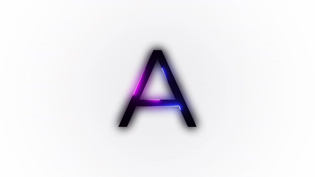 Neon letter A with alpha channel, neon alphabet