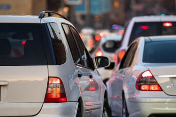 Gridlocked Commute: Cars in a Traffic Jam