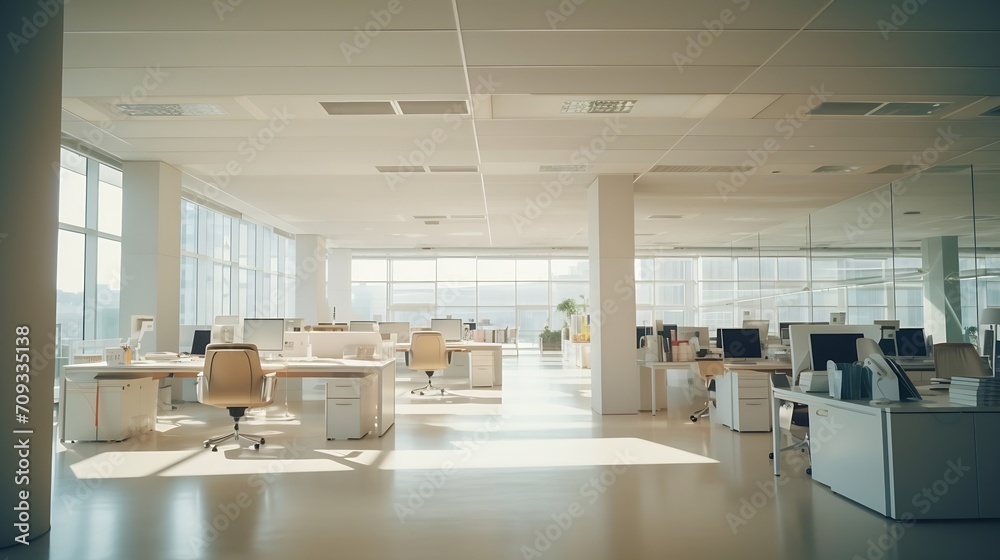 Aufkleber Generative AI : empty open space office.