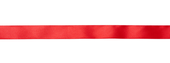 Red shiny ribbon on white isolated background