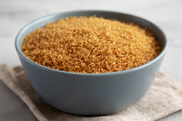 Organic Brown Sugar in a Bowl, side view.