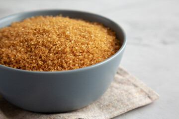 Organic Brown Sugar in a Bowl, side view.