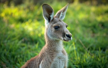 Fototapeta premium Kangaroo close up face.Generative AI