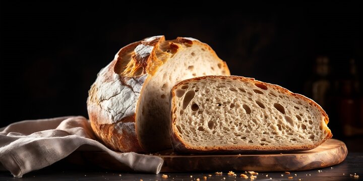 Generative AI : Fresh homebaked artisan sourdough bread.