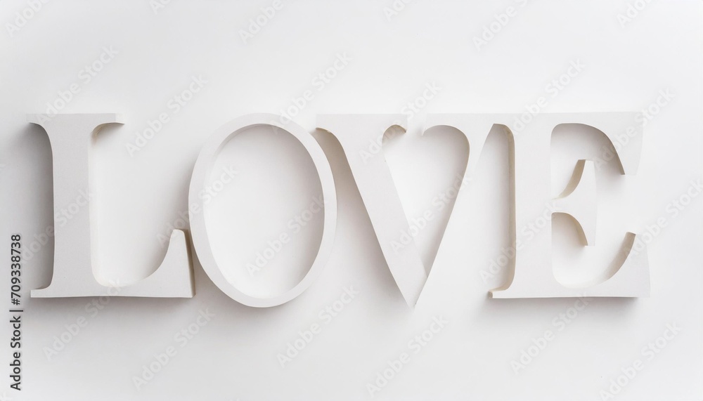 Poster papercut love lettering word