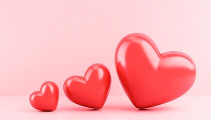 valentine concept set 3d red heart object on pink background for graphic decorate 3d render illustation with object clipping path