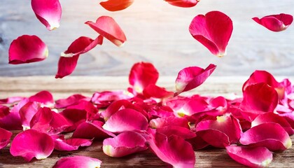 a falling or flying pink rose petals on a background valentine s backdrop