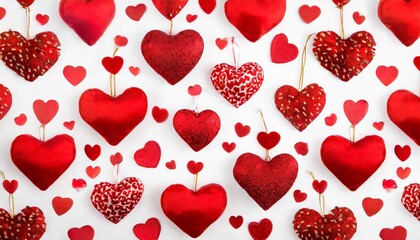 st valentine s red hearts on white background pattern