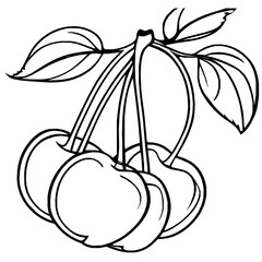 Cherries SVG Black and White Illustration Art Generative AI.