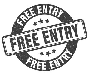 free entry stamp. free entry label. round grunge sign