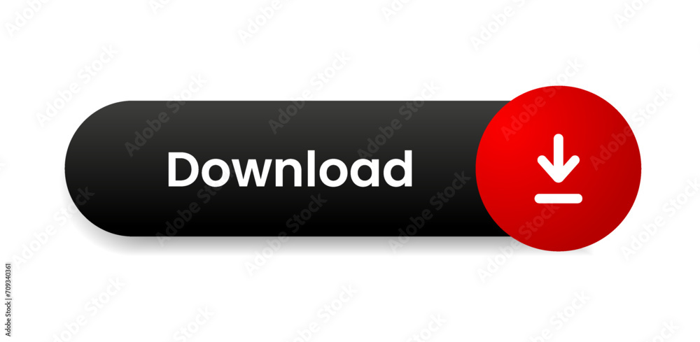 Poster 3D download button icon. Upload icon. Down arrow bottom side symbol. Click here button. Save cloud icon push button for UI UX, website, mobile application.