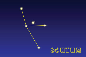 Constellation Scutum. Illustration of the constellation Shield. The constellation of the southern hemisphere of the sky near the celestial equator. It occupies an area of ​ ​ 109.1 square 